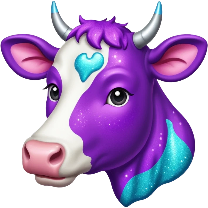 glitter purple and cian vaca emoji