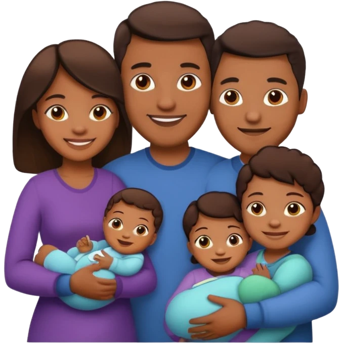 brown family with mom dad teenage daughter toddler son and baby emoji