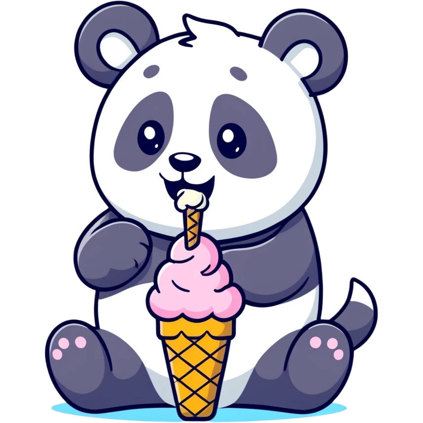 Panda eating ice cream emoji