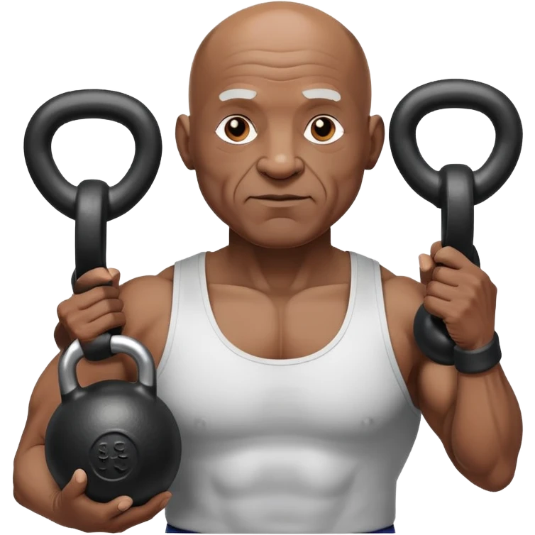 Old bald black man kettlebell  emoji