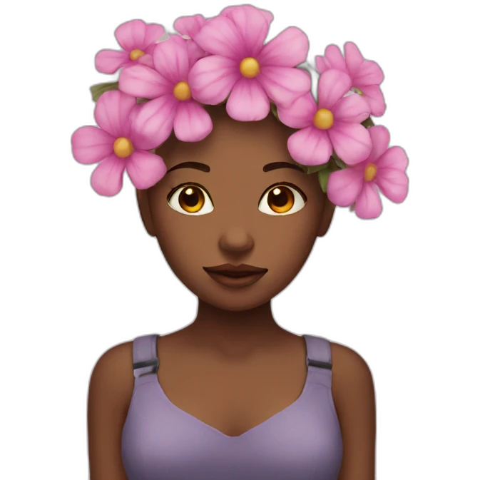 girl with a flower as a head emoji