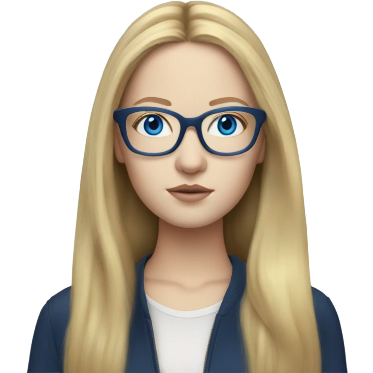 anna delvey blonde, blue eyes wearing glasses  emoji