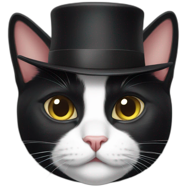 tuxedo cat with hat emoji