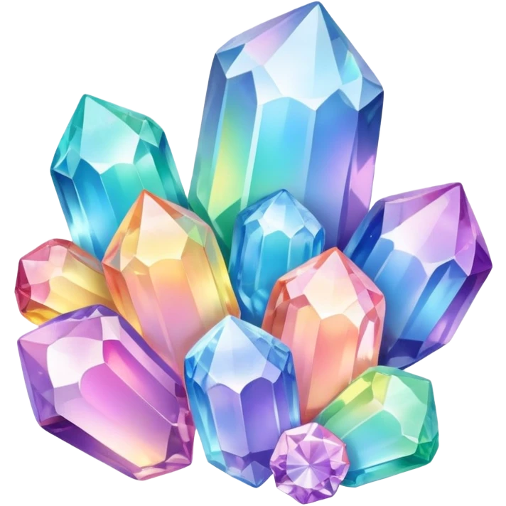 Pastel iridescent rainbow crystal clusters emoji
