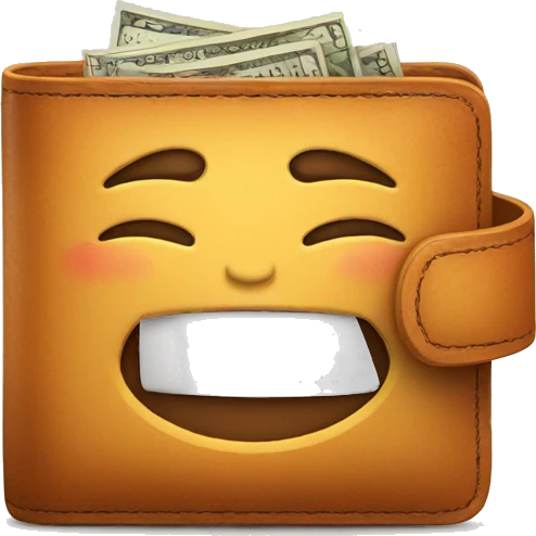 fat wallet with happy emotion emoji