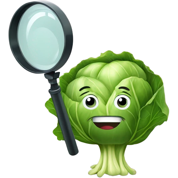happy cabbage hold magnifying glass emoji