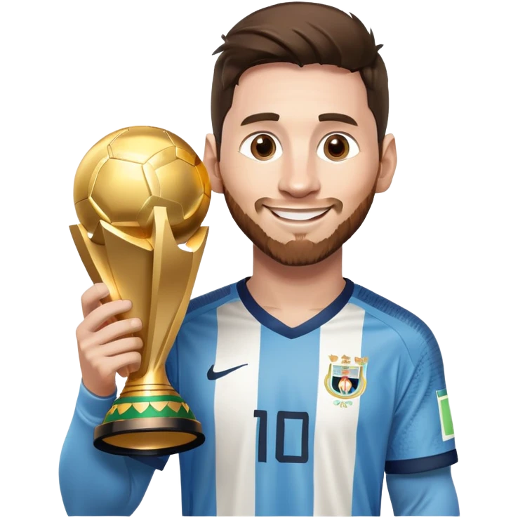 Messi holding world cup trophy emoji