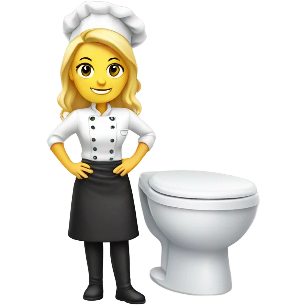 Blonde female chef next to toilet  emoji