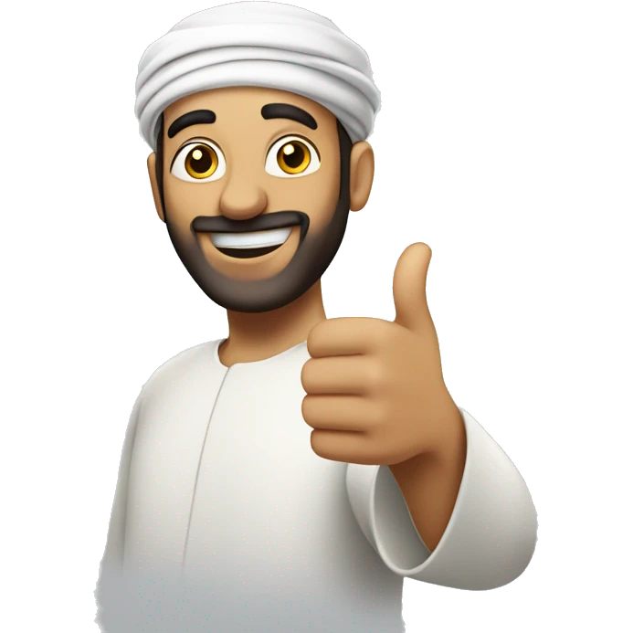 Smling Arabic man showing thumbs up  emoji