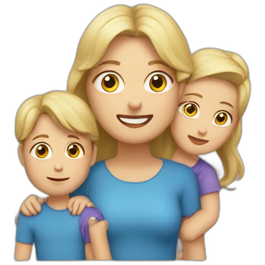 Familia calvo, rubia, dos niños emoji