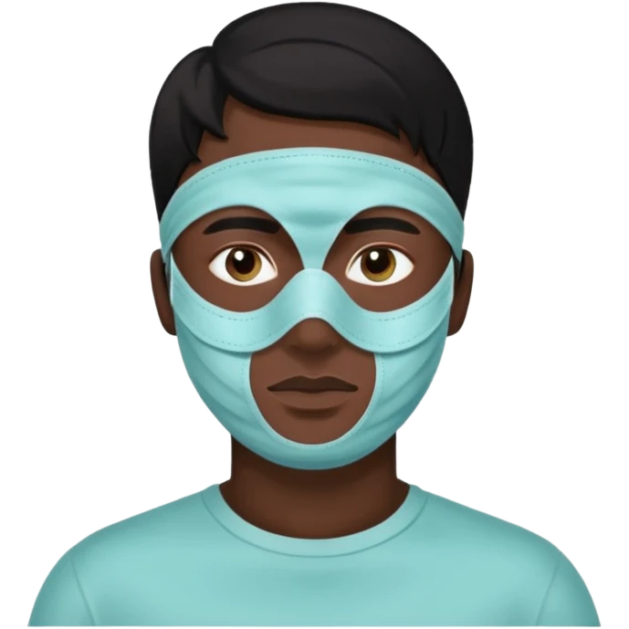 black hair man, Skincare  face mask , alovera on eyes emoji