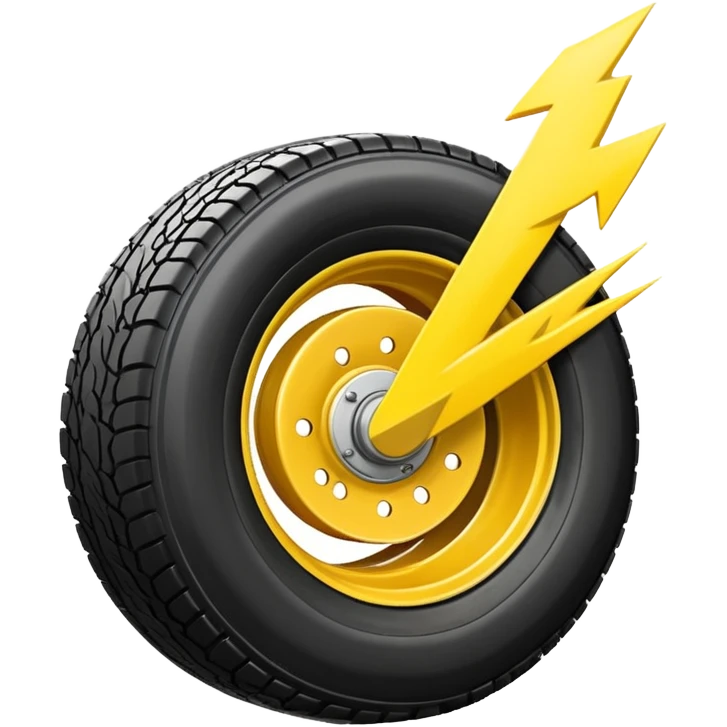 A front semi steer tire that is flat getting stuck by a lightning bolt emoji