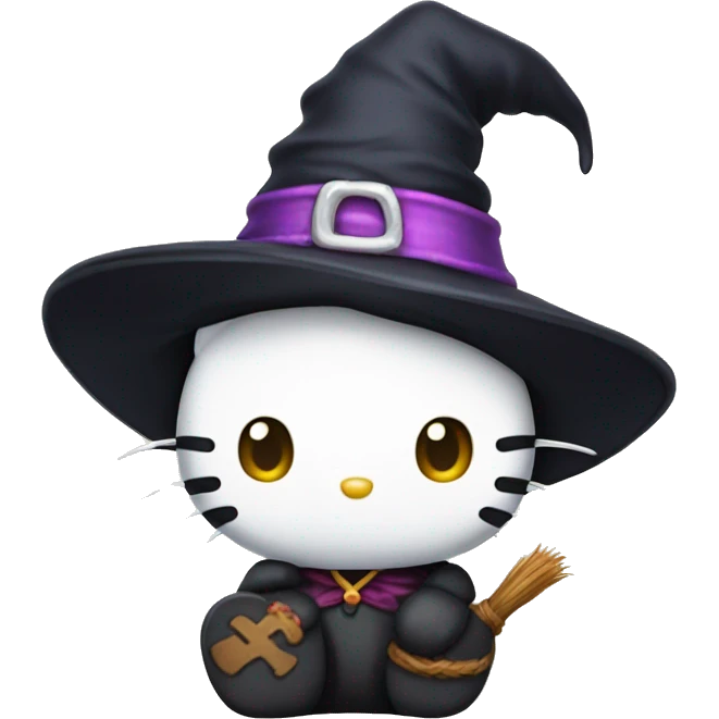 Hello kitty with witch hat emoji