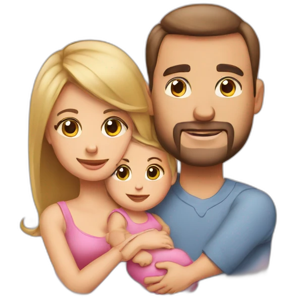 Husband, wife and little daughter infant emoji