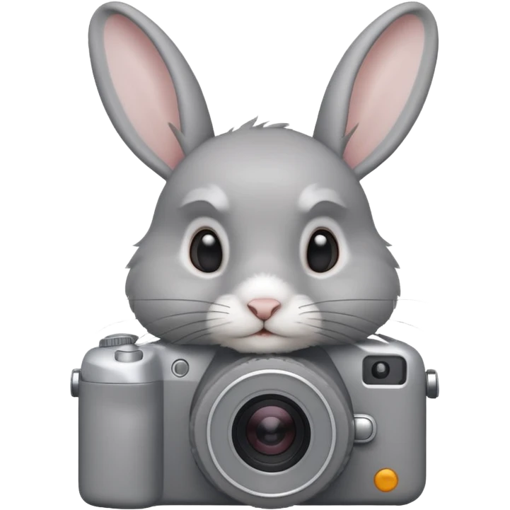 gray rabbit white camera emoji