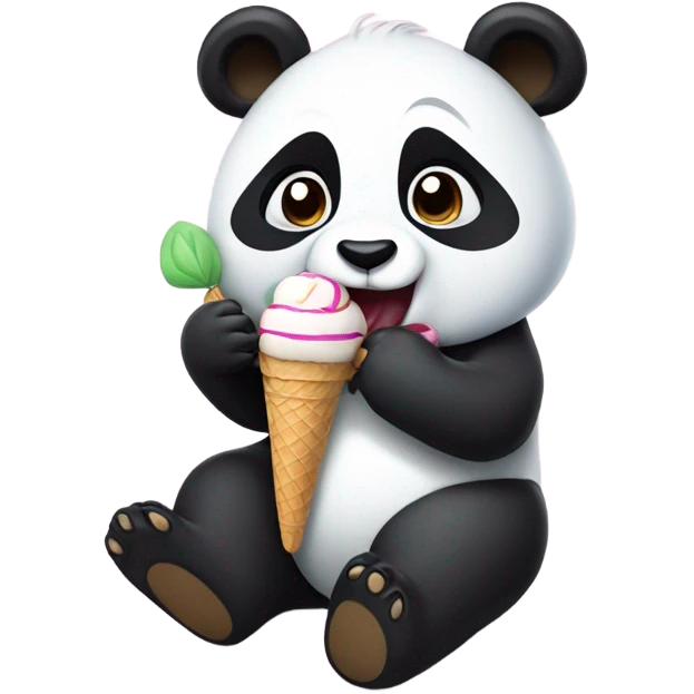 Panda eating ice cream emoji