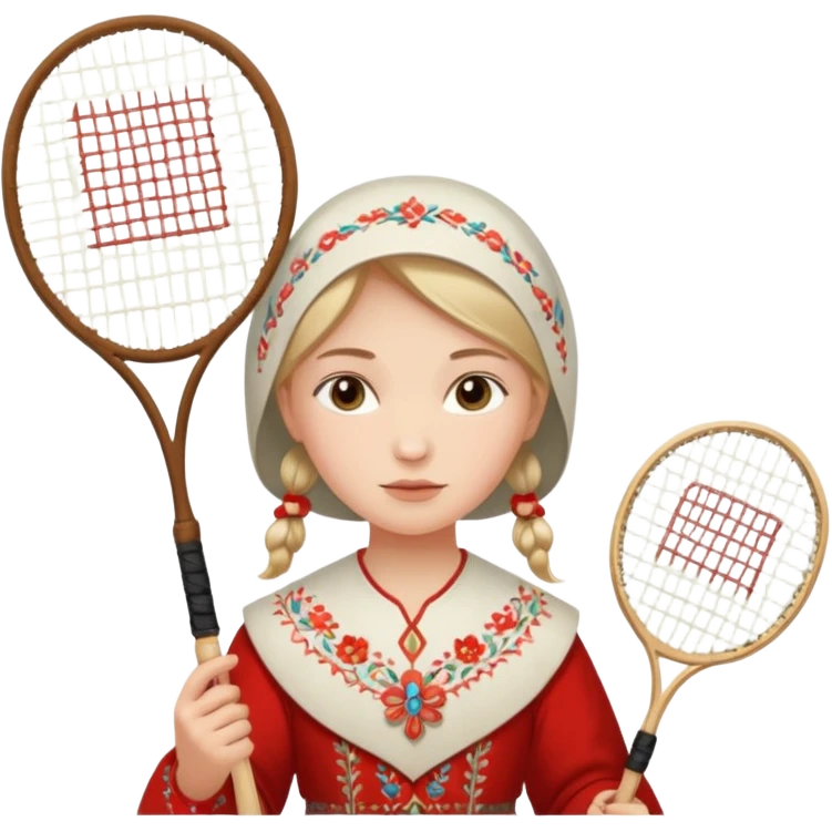 ancient russia girl with 1 badminton racket emoji