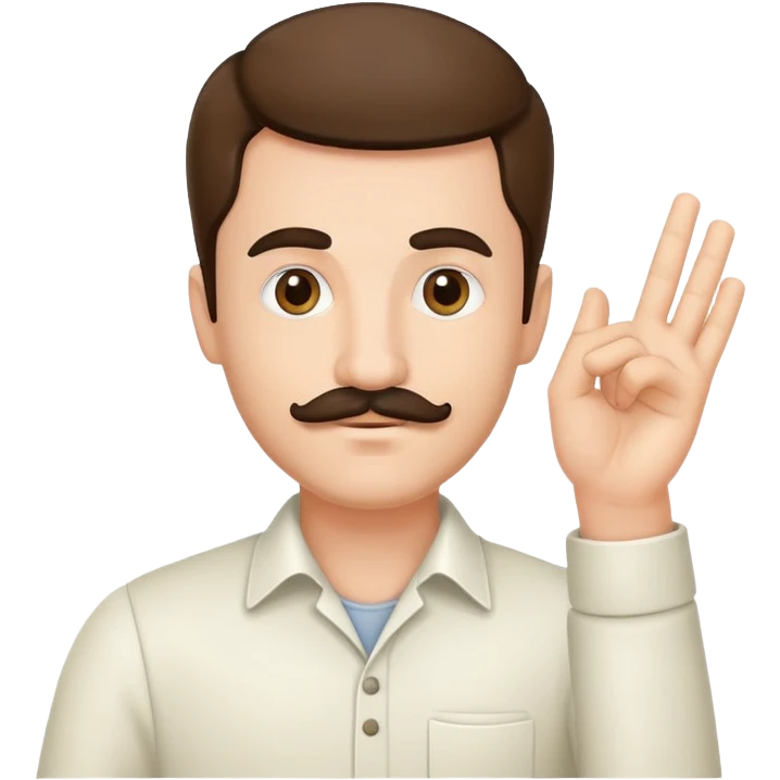 man with small mustache raising his hand emoji