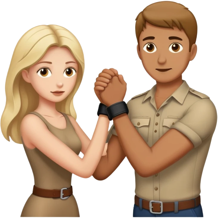 Woman handcuffing man emoji