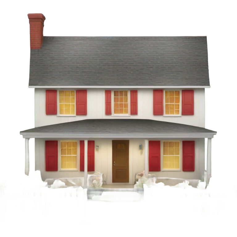 One story cottage with red shutters and a porch emoji