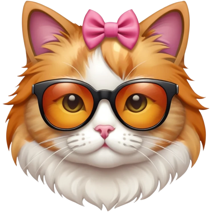 Cat with sunglasses and a bow emoji