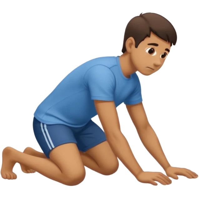 Crawling man on both hands and knees from the side eith both knees on the floor Like a dog emoji