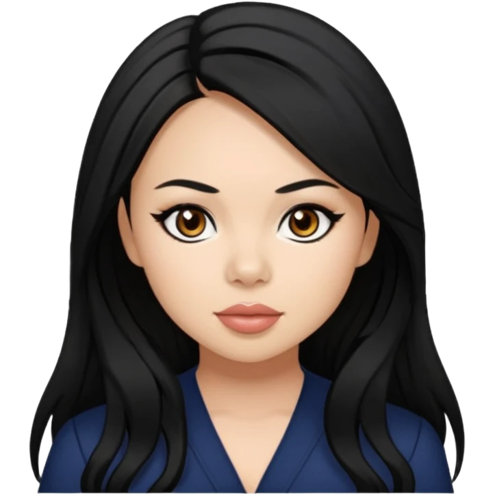 Janel Parrish with black long hair  emoji