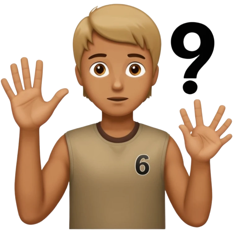 A guy shrugging with 6 on his left hand and a 7 on his right hand emoji