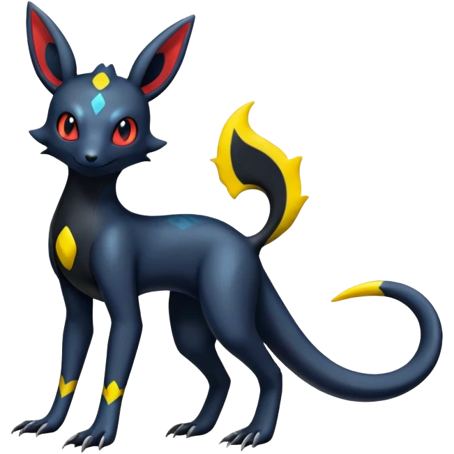 Colorful Dark Shiny Exotic Salandit-Umbreon-Quilava-Fakémon-hybrid-creature (full body)  emoji