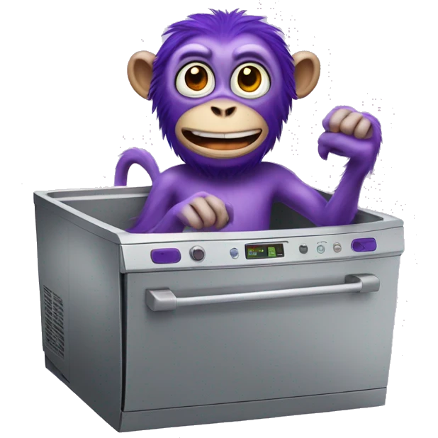 Purple monkey in a dishwasher emoji