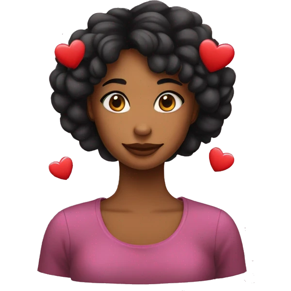 Chica pelo negro liso y con corazones  emoji