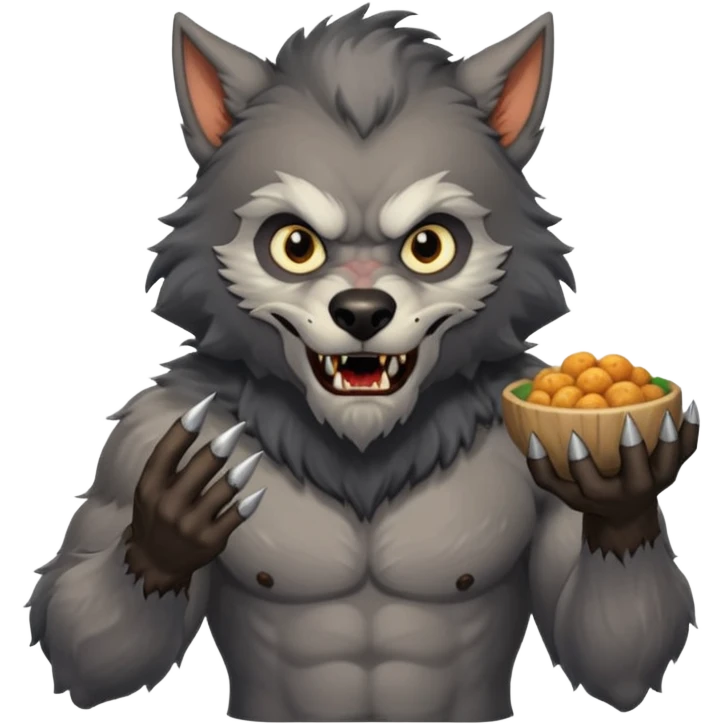 Make a werewolf looking for food emoji