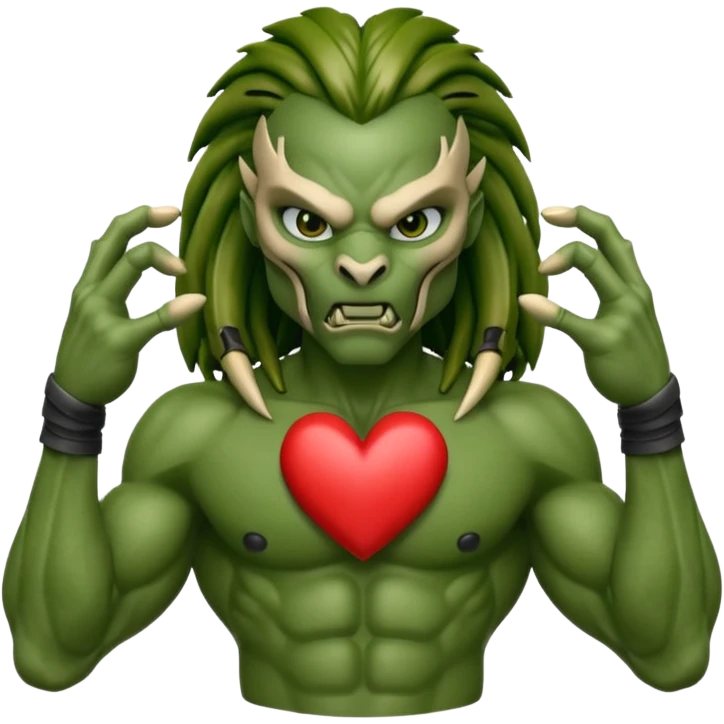 predator from the movie predator making heart sign with hands emoji