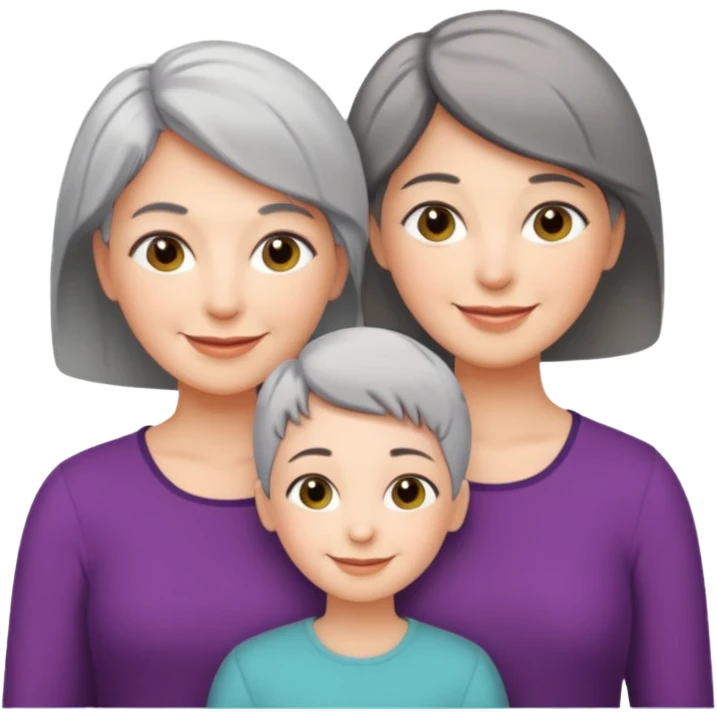 A mum with short Gray hair and her two adult daughters emoji