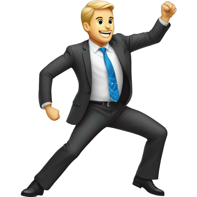 A white male business executive doing the griddy celebration dance with diamond chains. emoji