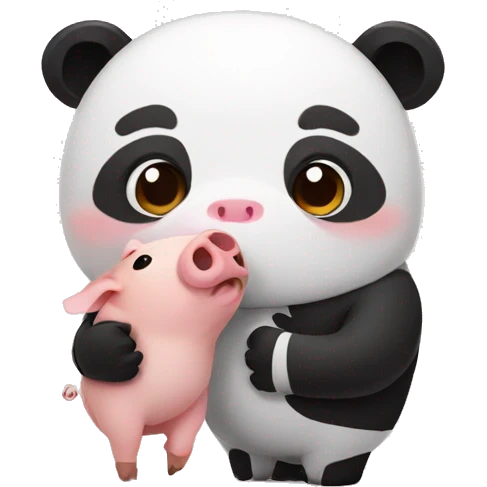 Pig and panda holding hands  emoji