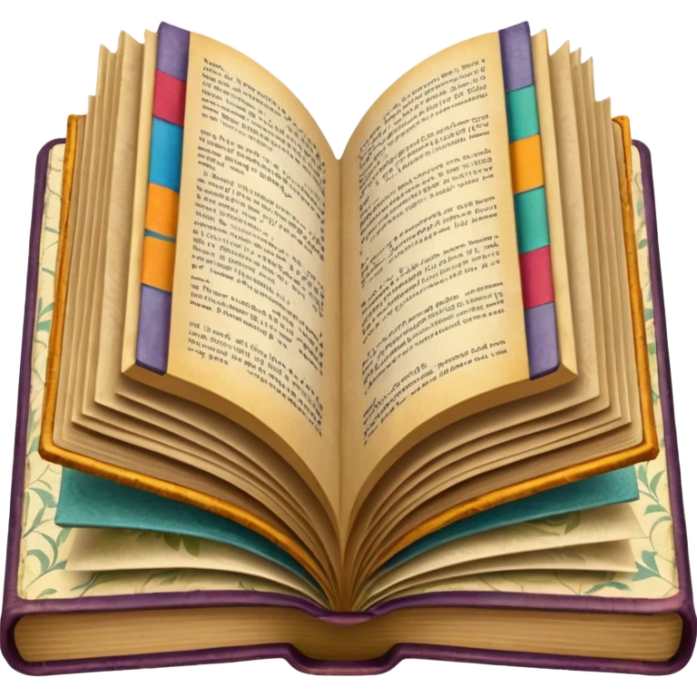 an open book with wallpaper samples. emoji