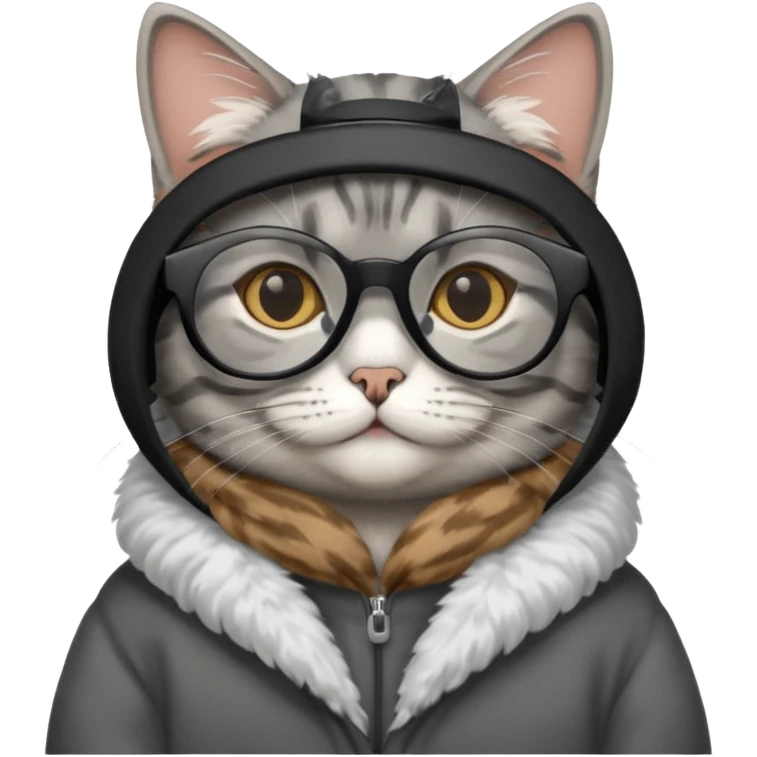 Grey Cat wearing black cooling glass 😎😺 emoji