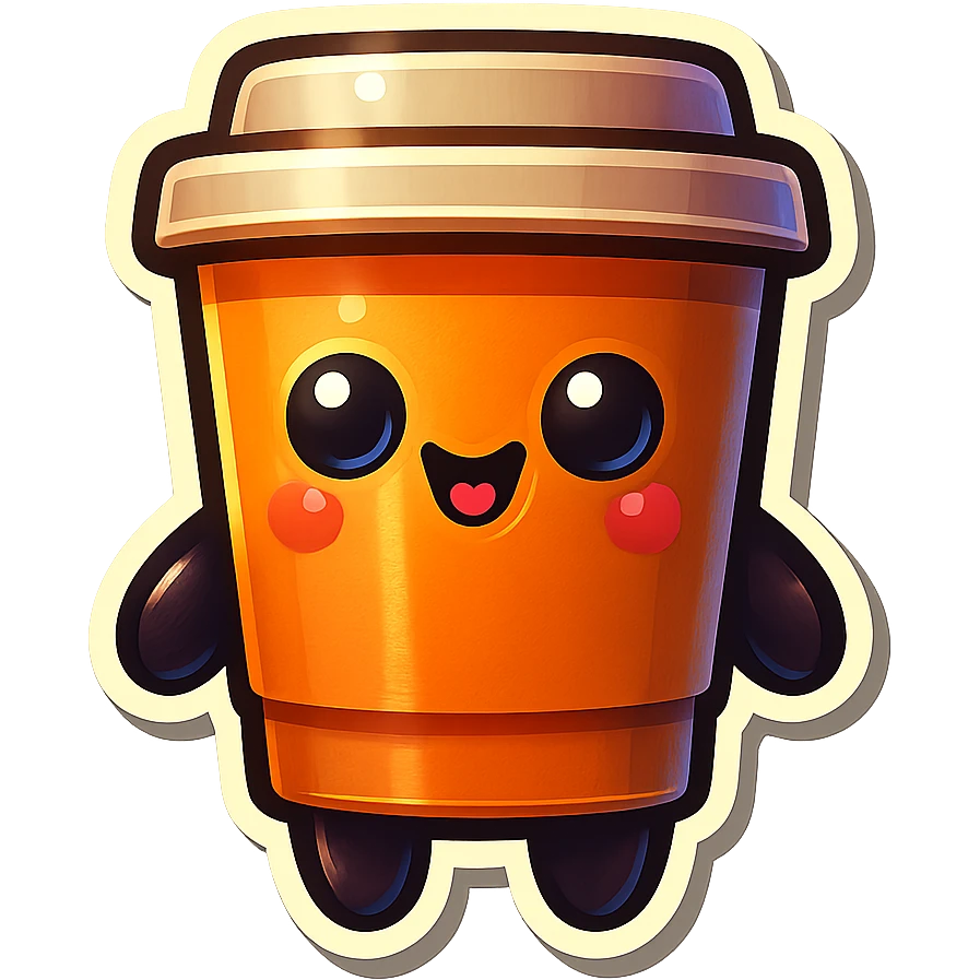 Tall coffee cup, melting brain emoji