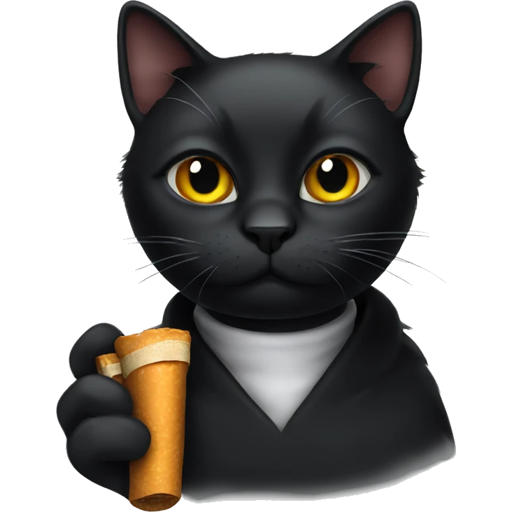 black cat with cigarette  emoji
