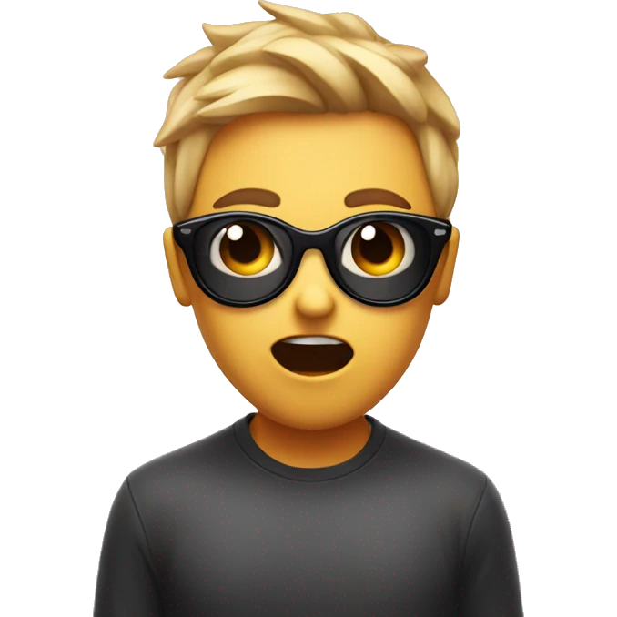 A shocked face pulling down sunglasses with a blush on face emoji