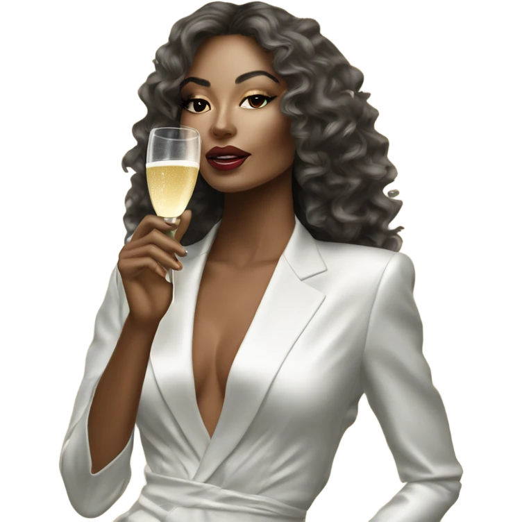 Hyper Realistic beautiful high fashion model drinking champagne  emoji