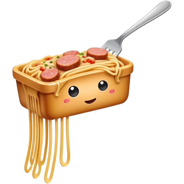  flying fork holding SPAM meat melted spaghetti slop  emoji