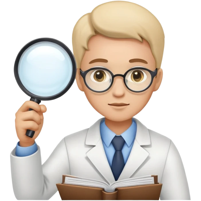 researcher with magnifying glass examining documents emoji