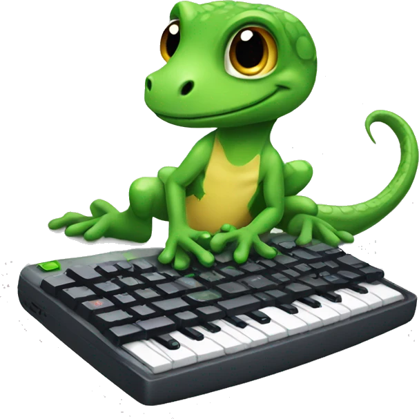 gecko with gaming keyboard emoji