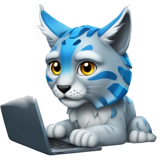 A blue lynx with a laptop emoji