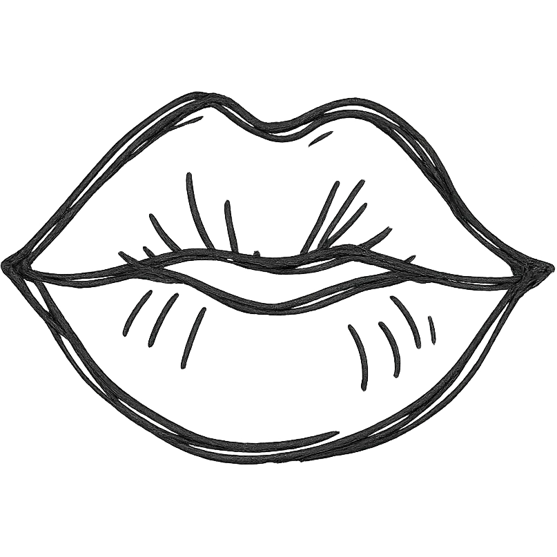 lipstick lip mark, hand drawn doodle style emoji