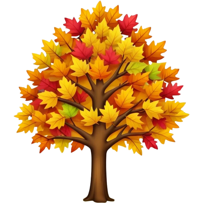 tree in the fall with colorful autumn leaves emoji