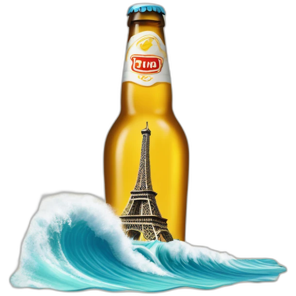 La Tour Eiffel avec une bière sur un surf emoji