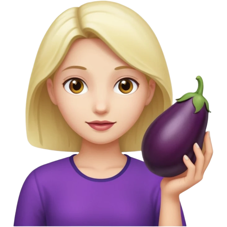 girl holding brinjal emoji